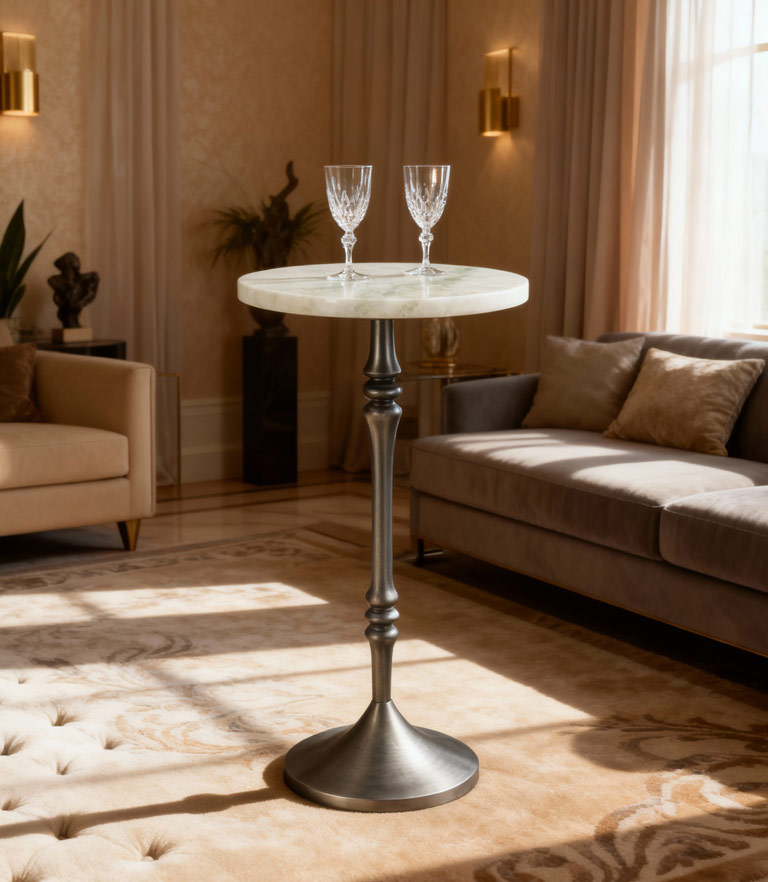 Bliss Brushed Pewter Drink Table